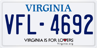VA license plate VFL4692