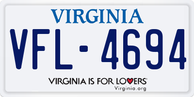 VA license plate VFL4694