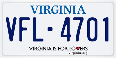 VA license plate VFL4701