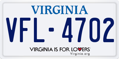 VA license plate VFL4702