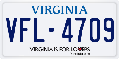 VA license plate VFL4709