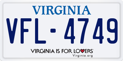 VA license plate VFL4749