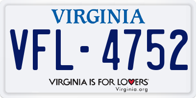 VA license plate VFL4752