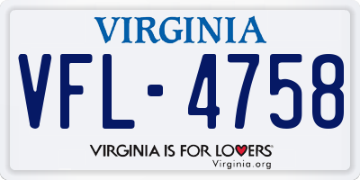 VA license plate VFL4758