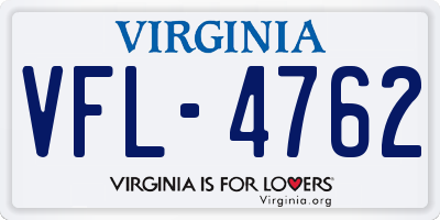 VA license plate VFL4762
