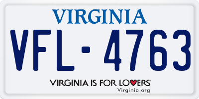 VA license plate VFL4763