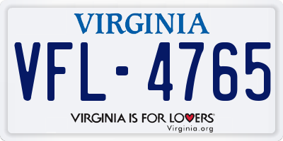 VA license plate VFL4765