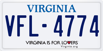 VA license plate VFL4774