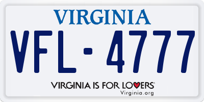 VA license plate VFL4777