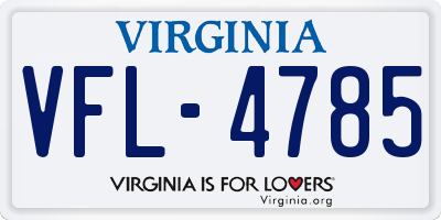 VA license plate VFL4785