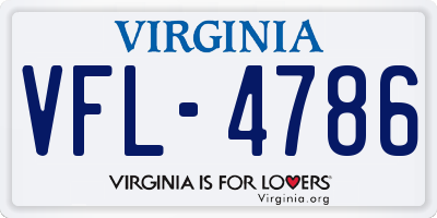 VA license plate VFL4786