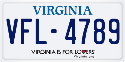 VA license plate VFL4789