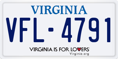 VA license plate VFL4791
