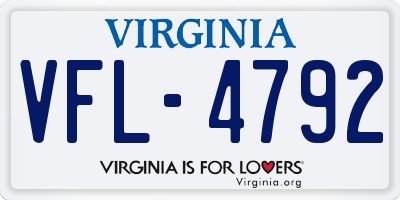 VA license plate VFL4792