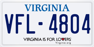 VA license plate VFL4804