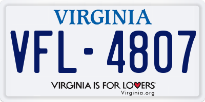VA license plate VFL4807