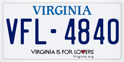 VA license plate VFL4840