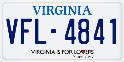 VA license plate VFL4841