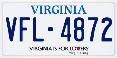 VA license plate VFL4872