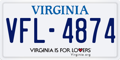 VA license plate VFL4874