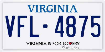 VA license plate VFL4875