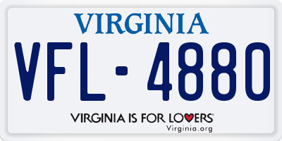 VA license plate VFL4880