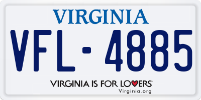 VA license plate VFL4885