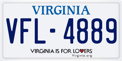 VA license plate VFL4889