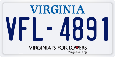 VA license plate VFL4891