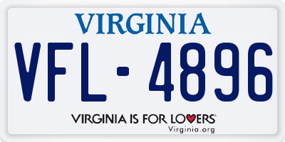 VA license plate VFL4896