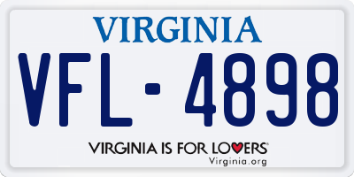 VA license plate VFL4898