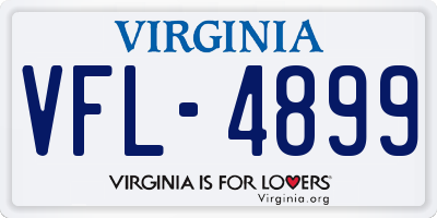 VA license plate VFL4899