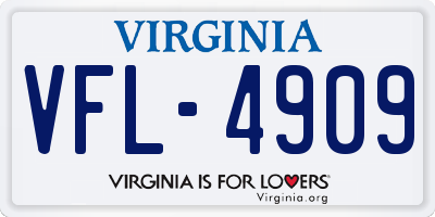VA license plate VFL4909