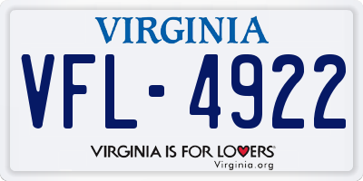 VA license plate VFL4922