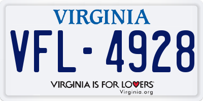 VA license plate VFL4928