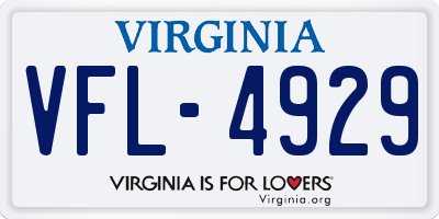 VA license plate VFL4929