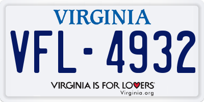 VA license plate VFL4932