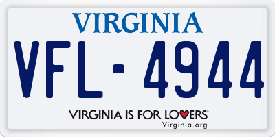 VA license plate VFL4944