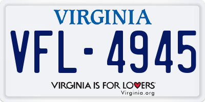 VA license plate VFL4945