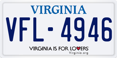 VA license plate VFL4946