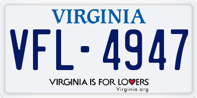 VA license plate VFL4947