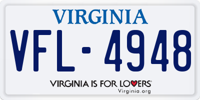VA license plate VFL4948