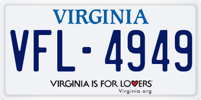 VA license plate VFL4949