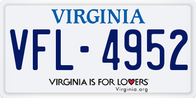 VA license plate VFL4952