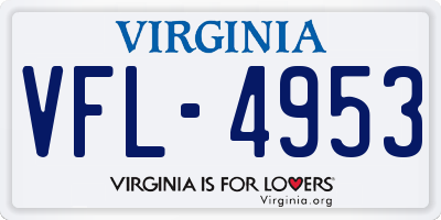VA license plate VFL4953