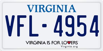 VA license plate VFL4954