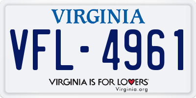 VA license plate VFL4961