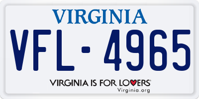 VA license plate VFL4965