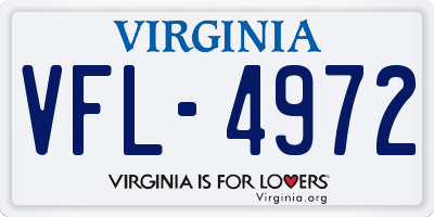 VA license plate VFL4972