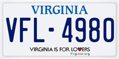 VA license plate VFL4980